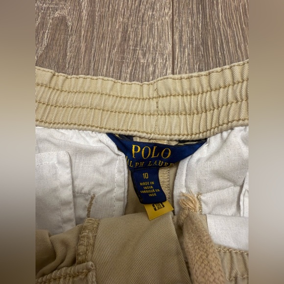 Polo Ralph Lauren Boys Beige Khaki Navy Blue  Logo Shorts Size 10 - Picture 3 of 5
